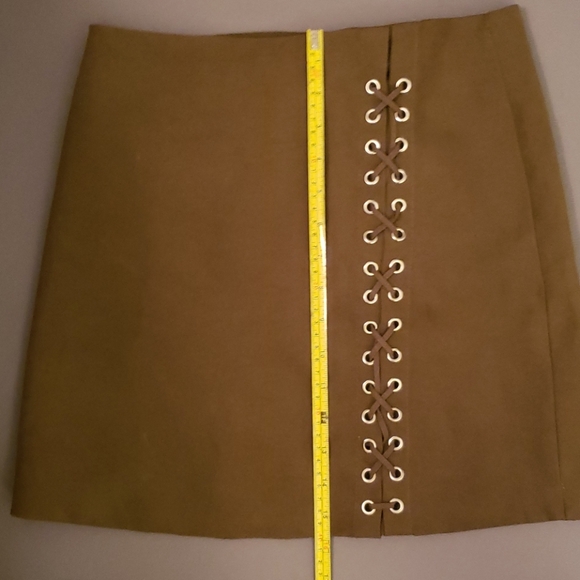 Army Green Faux Suede Skirt - Picture 3 of 3